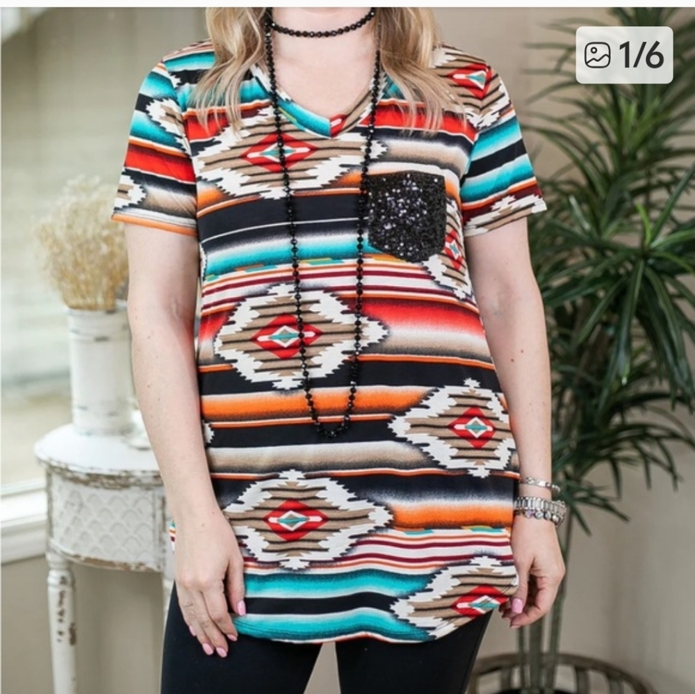 Heimish U.S.A Aztecs  Print  Top Sz Large